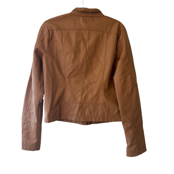 Rue21 Womens Caramel Faux Leather Zip Up Jacket L - Picture 3 of 8